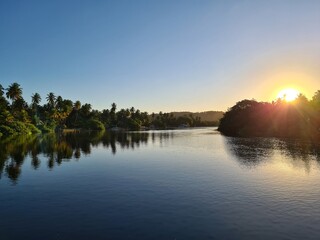 sunset over the river