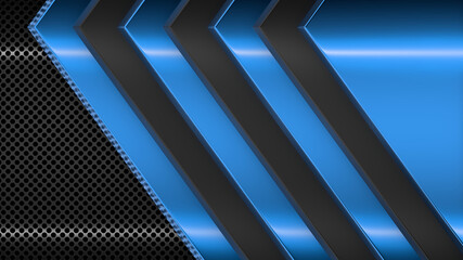 Abstract Metall Colored Strips On Dark Perforated Wall. Abstract Technology Background. 3D Rendering.