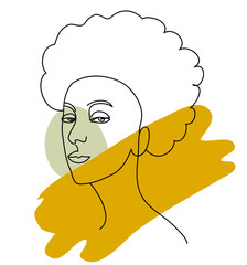  Continuous one line drawing woman face vector illustration.