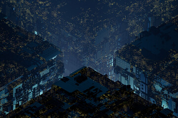 Isometric view of high tech data cubes