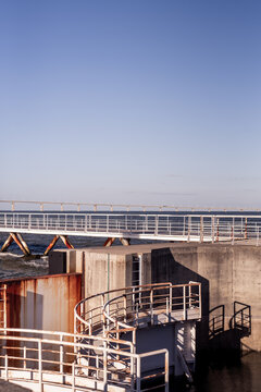 Rusty dam on the riverside of Parque das na&ccedil;oes