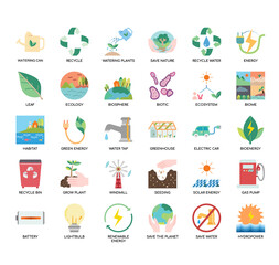 Set of Ecology thin line and pixel perfect icons for any web and app project.