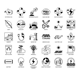 Set of Ecology thin line and pixel perfect icons for any web and app project. © AmethystStudio