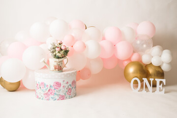 one year girl birthday studio decorations