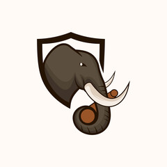 Elephant Shield Vector Logo Design
