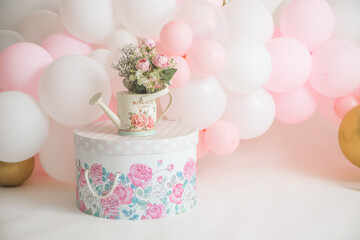 one year girl birthday studio decorations