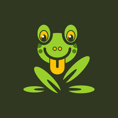Frog Nature Leaf Funny Logo Design