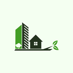 Home Building Leaf Logo Design