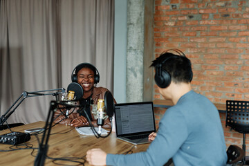 Female smiling during conversation 