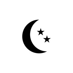 Moon icon vector. Moon an star icon. Logo illustration on white background. Flat design style.