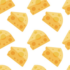 Cheese piece seamless pattern. Chees slice hand drawn endless background. Part of set.