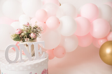 one year girl birthday studio decorations