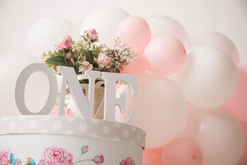 one year girl birthday studio decorations
