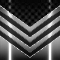 Abstract Metall Colored Strips On Dark Perforated Wall. Abstract Technology Background. 3D Rendering.