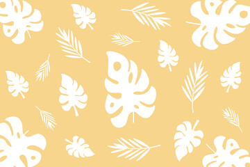 Tropical plant leaves seamless pattern design. Abstract summer background exotic art.