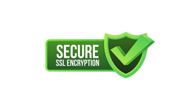 Secure connection icon Motion graphics isolated on white background, flat style secured ssl shield symbols.
