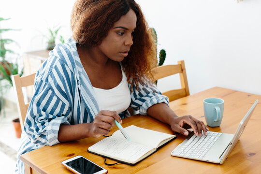 Woman tele working from hime