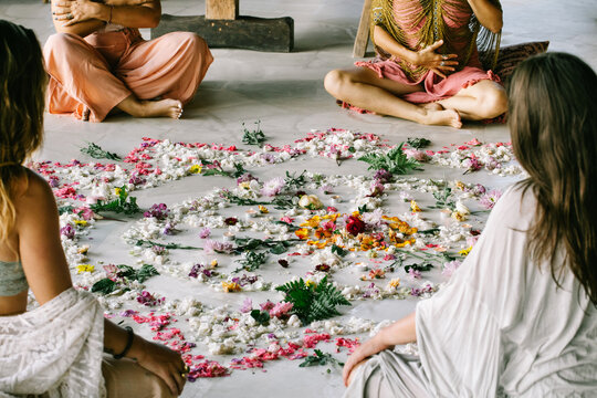 Women's Circle With Flower Mandala