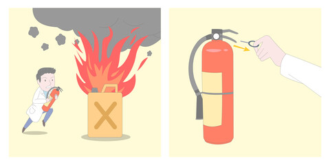 산업안전관리 소방안전 삽화_화재 대처 소화기