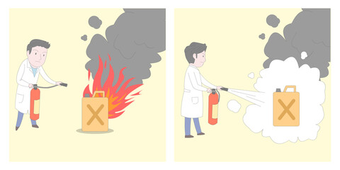 산업안전관리 소방안전 삽화_화재 소화기 사용