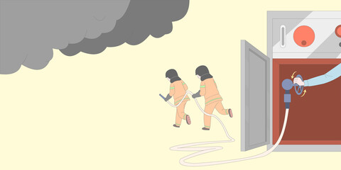 산업안전관리 소방안전 삽화_소화전 사용