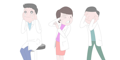 상황 행동 삽화_강한 빛에 눈을 가리는 사람들
