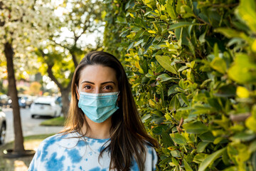 Woman Wears A Mask Outdoors 