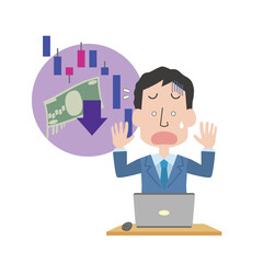 株価の下落で焦る男性