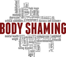 Fototapeta premium Body shaming vector illustration word cloud isolated on a white background.
