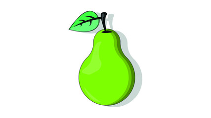 Green pear isolated on white background. Vector illustration. Cut green pear