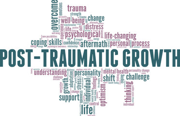 Post-Traumatic Growth vector illustration word cloud isolated on a white background.