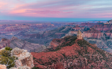Sunset On Mt. Hayden From Point Imperial, Grand Canyon National Park, Arizona, USA