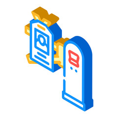 pass key for entry to canteen isometric icon vector. pass key for entry to canteen sign. isolated symbol illustration