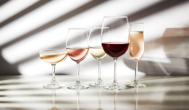 Assortment of Wines: Rose, White, Red and Champagne 
