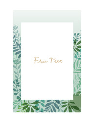 手描きタッチ背景に様々なハーブと草木が飾られたメッセージフレーム vector botanical illustration elements  frame