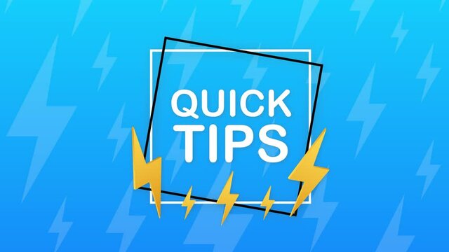 Quick tips, hint, helpful tricks, tooltip for website. Creative banner with useful information. Motion graphics.