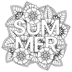 Hello Summer banner template with mehndi flower