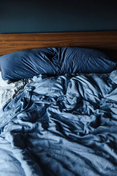 Messy bed in the morning