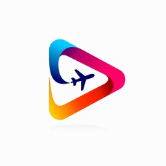 Aviation logo with play button concept