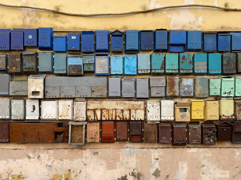 old mailboxes on the street