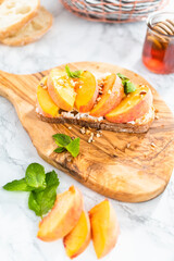 Peach ricotta toast