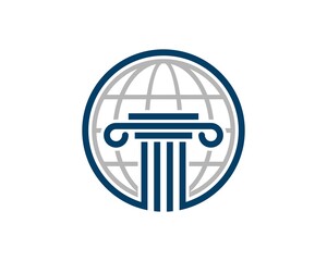 Circle shape with law pillars and abstract globe inside