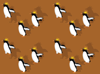 Animal Animation Macaroni Penguin Cartoon Vector Seamless Wallpaper