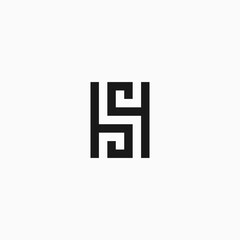 SH letter logo design in square