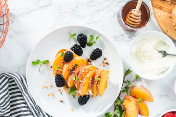 Peach ricotta toast