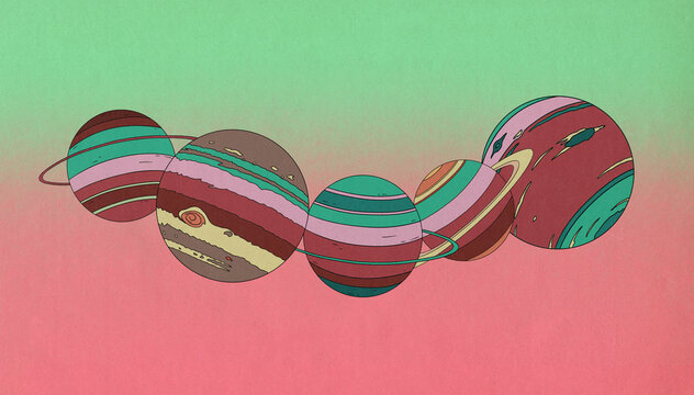 Flying Planets In A Row