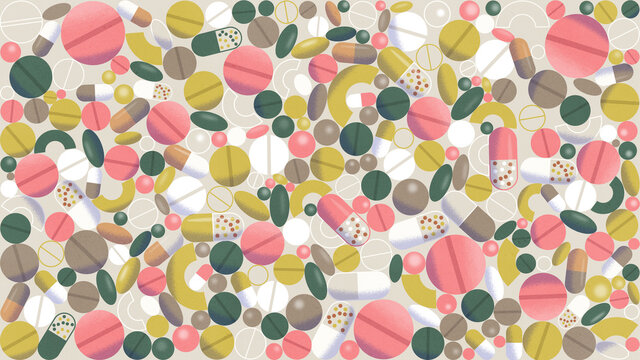 Pills and capsules background
