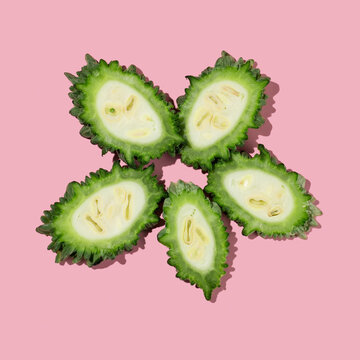 slices of karela forming a star