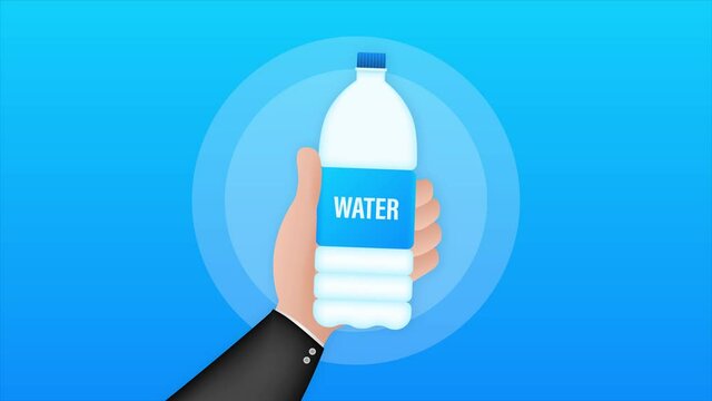 Blue water bottle on white background. Package design. Container mockup. Motion graphics.