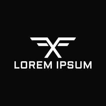 Creative initial letter FF or FXF mask wing logo template in flat design monogram illustration